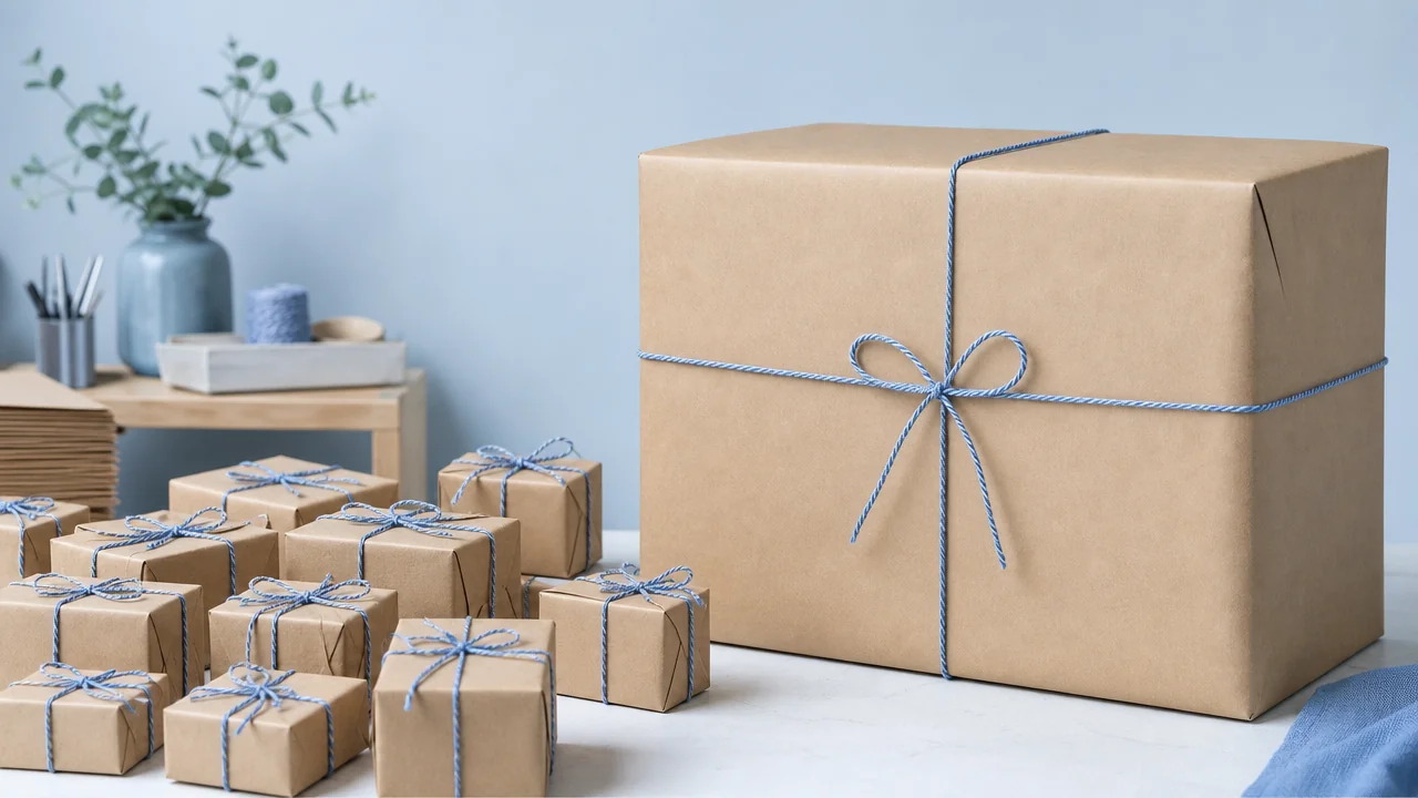 Paket masasında küçük kutuları ezen tek büyük koli